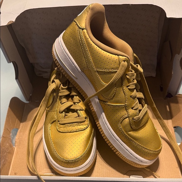 Nike Shoes - Nike - Air Force ones - Gold Athletic Sneakers